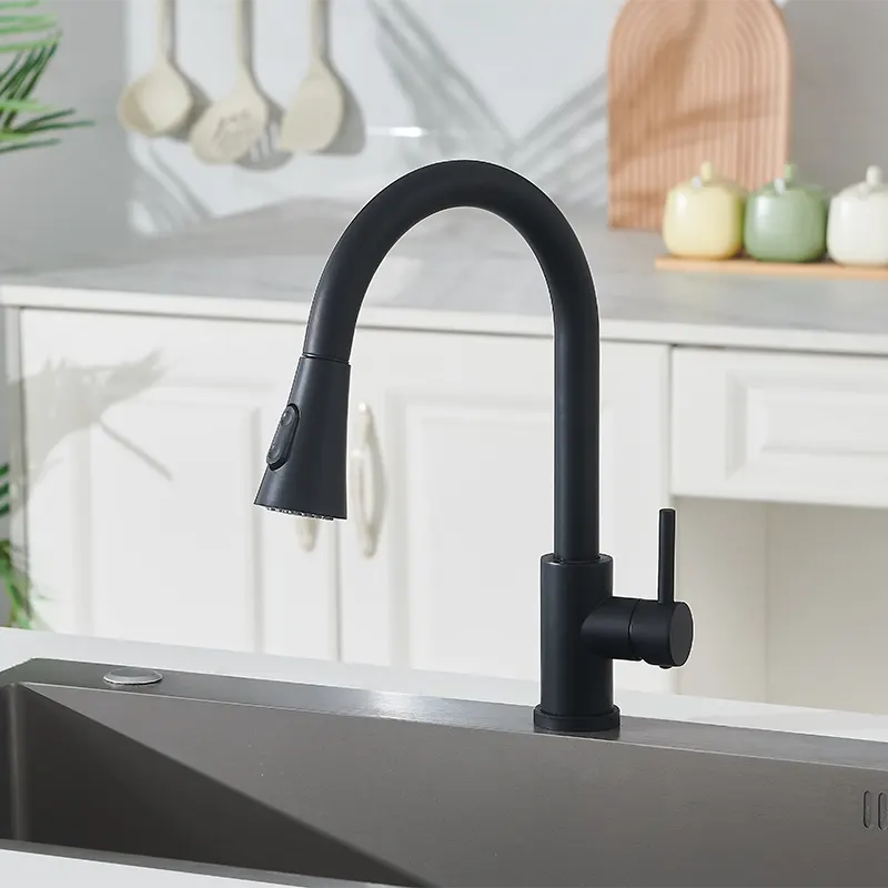 Grifo de cocina pullada negra