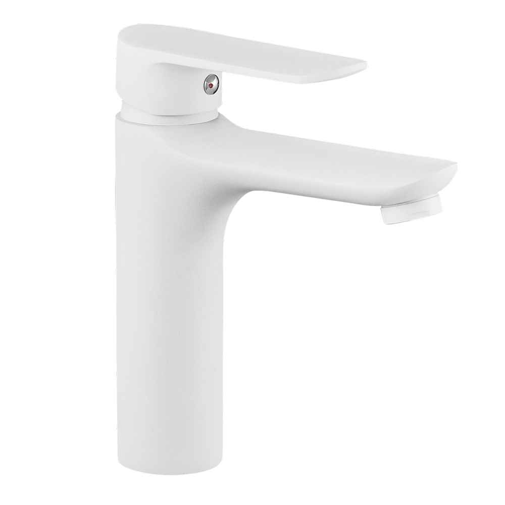 Grifo de lavabo minimalista blanco mate